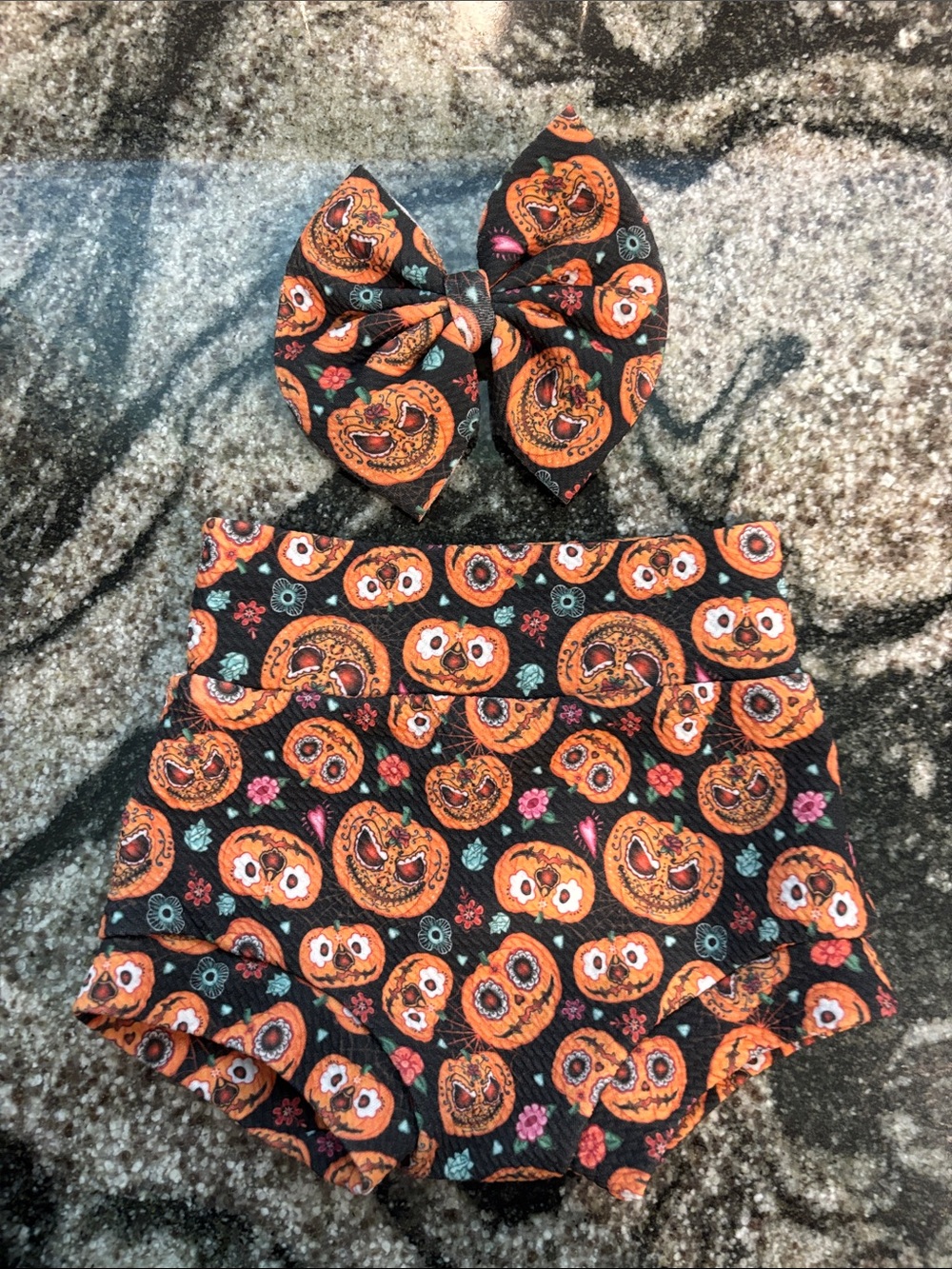 Halloween Pumpkin Bow & Bummie Set